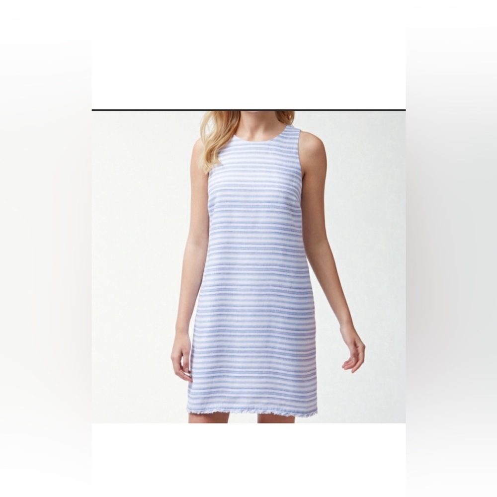 Tommy Bahama Linen Blue and White Striped Dress